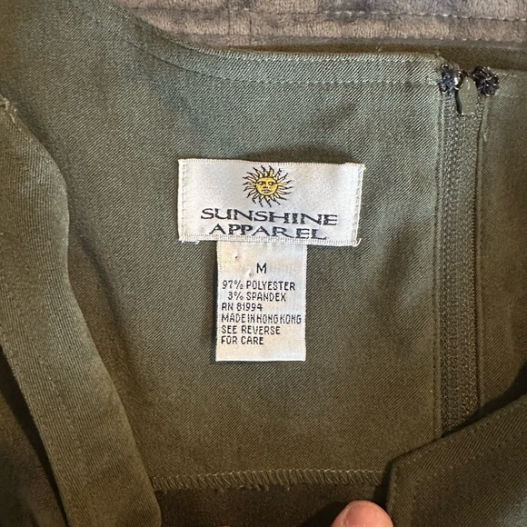 Sunshine Apparel Overall Dress Olive Green Size M - Picture 2 of 11